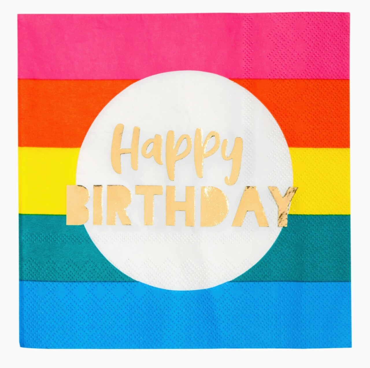 Rainbow Gold Foil Happy Birthday Napkins – 16-Pack | Colorful Party Décor for Unicorn, Rainbow & Kids Themes